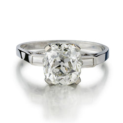 2.35 Carat Old-Mine Cut Diamond Platinum Vintage Engagement Ring