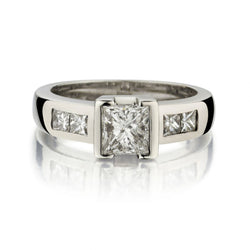 0.85 Carat Princess Cut Diamond Custom Made White Gold Ring