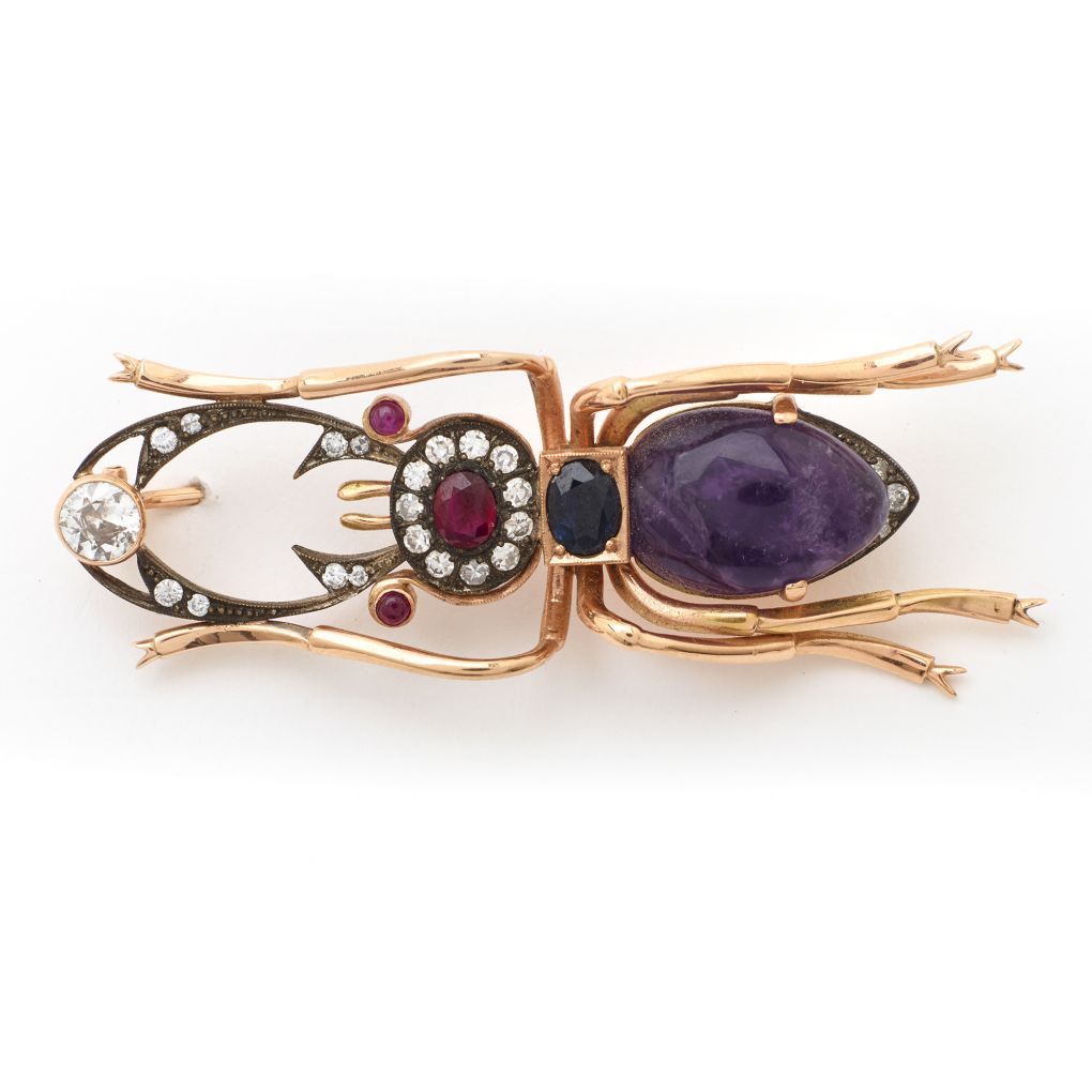 Vintage-Inspired Pink Gold and Silver Insect Pin – Van Rijk