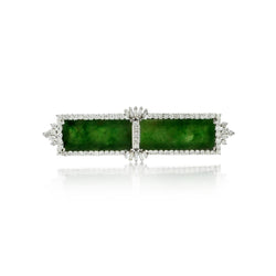 Jade and Diamond Pendant / Brooch in 14kt White Gold. 3 in One.