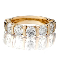 3.65 Carat Total Weight Round Brilliant Cut Diamond Yellow Gold Ring