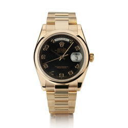 Rolex Oyster Perpetual Day Date 36MM Rose Gold Black Dial Watch