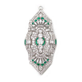 Art-Deco Marcus & Co. Diamond & Emerald Brooch/Pendant
