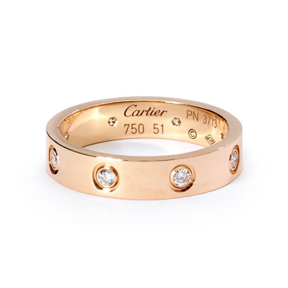 Cartier  Gold 6 Diamond Love Wedding Band Ring. Size 52
