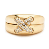 Chaumet Paris Gold & Diamond "Cross Liens" Ring. Weight: 13.59 Grams