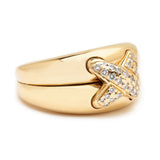 Chaumet Paris Gold & Diamond "Cross Liens" Ring. Weight: 13.59 Grams