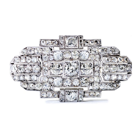 9.00 Carat Total Diamond Art Deco Platinum Brooch