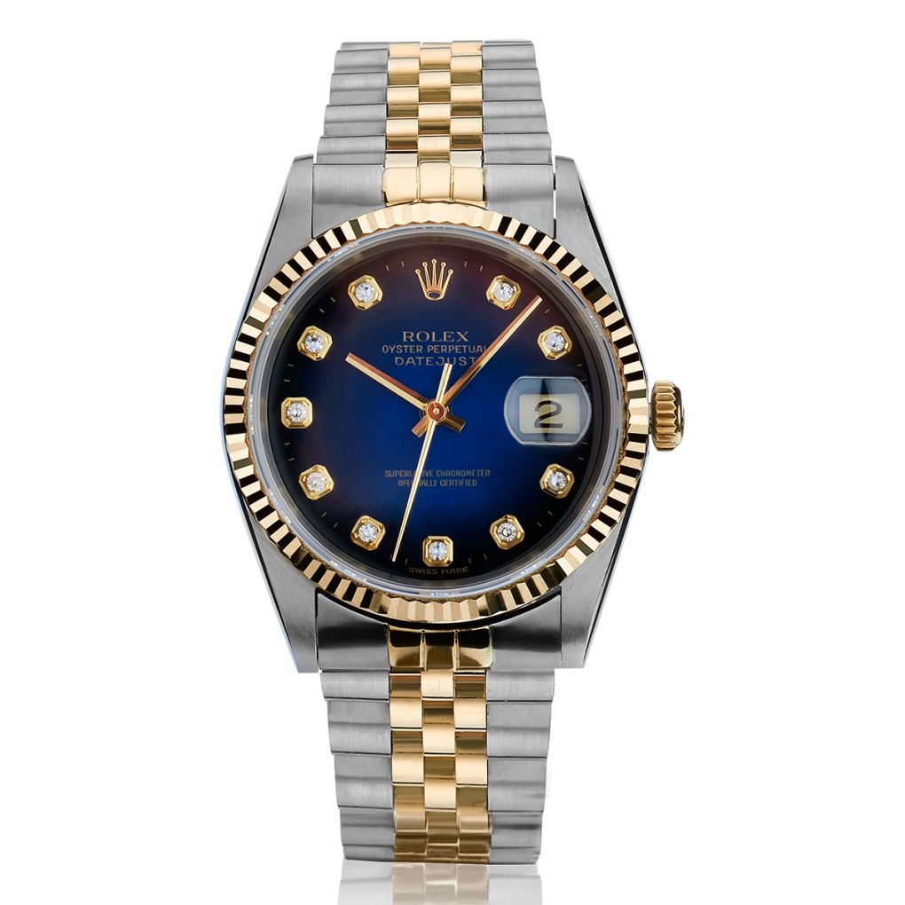 Rolex Oyster Perpetual Datejsut Two tone Blue Diamond Dial 1995 36mm rolex-oyster-perpetual-datejsut-two-tone-blue-diamond-dial-1995-36mm
