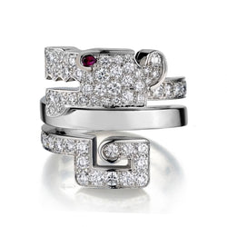 18KT WHITE GOLD CARTIER "LE BAISER DU DRAGON" DIAMOND RUBY RING