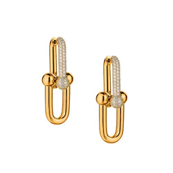 Tiffany & Co Hardware Earings with Diamonds. 18kt Yellow Gold.