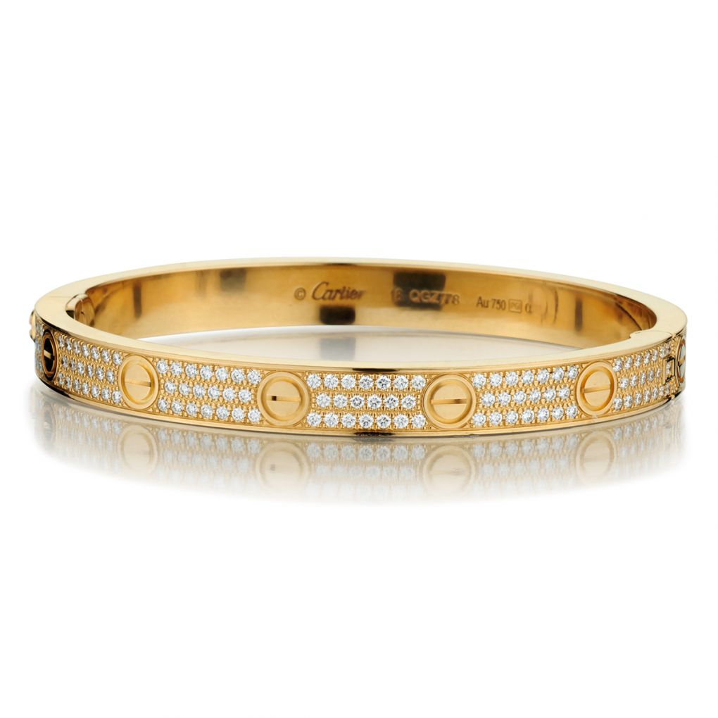 CRN6710617 - LOVE bracelet, small model, pavé - Yellow gold, diamonds -  Cartier