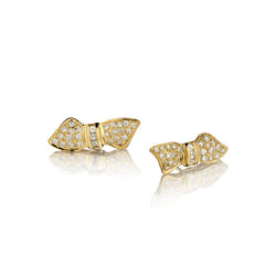 Ladies 18kt Yellow Gold Diamond Bow Earings
