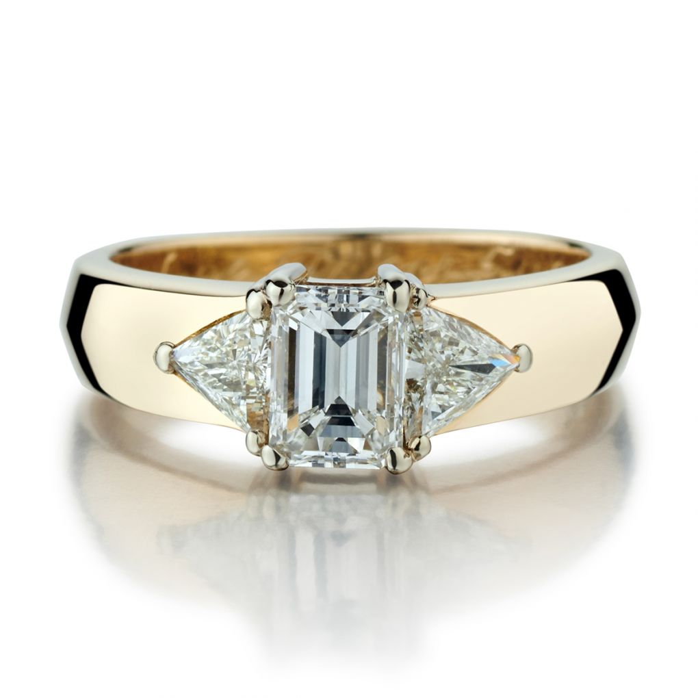 Trillian Rings 0.78 Carat Emerald Cut Diamond And Trillian Cut Engagement Ring | Van ...