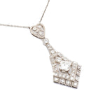 Art Deco Old Cut Diamond 'V' Motif Platinum Pendant