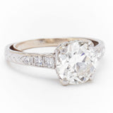 Ladies Art Deco 2.05 Carat European Cut Diamond Platinum Ring