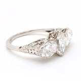 Art Deco Marquise & Pear Shaped Diamond Platinum Ring