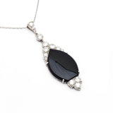 Art Deco Onyx & Diamond Platinum Drop Pendant