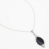 Art Deco Onyx & Diamond Platinum Drop Pendant
