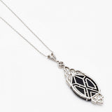 Art Deco Onyx & Diamond Platinum Drop Pendant