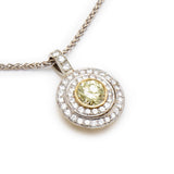 1.04 Carat Fancy Yellow European Cut Diamond Halo Pendant