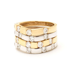 Birks Stackable Diamond, White and Yellow Gold Rings