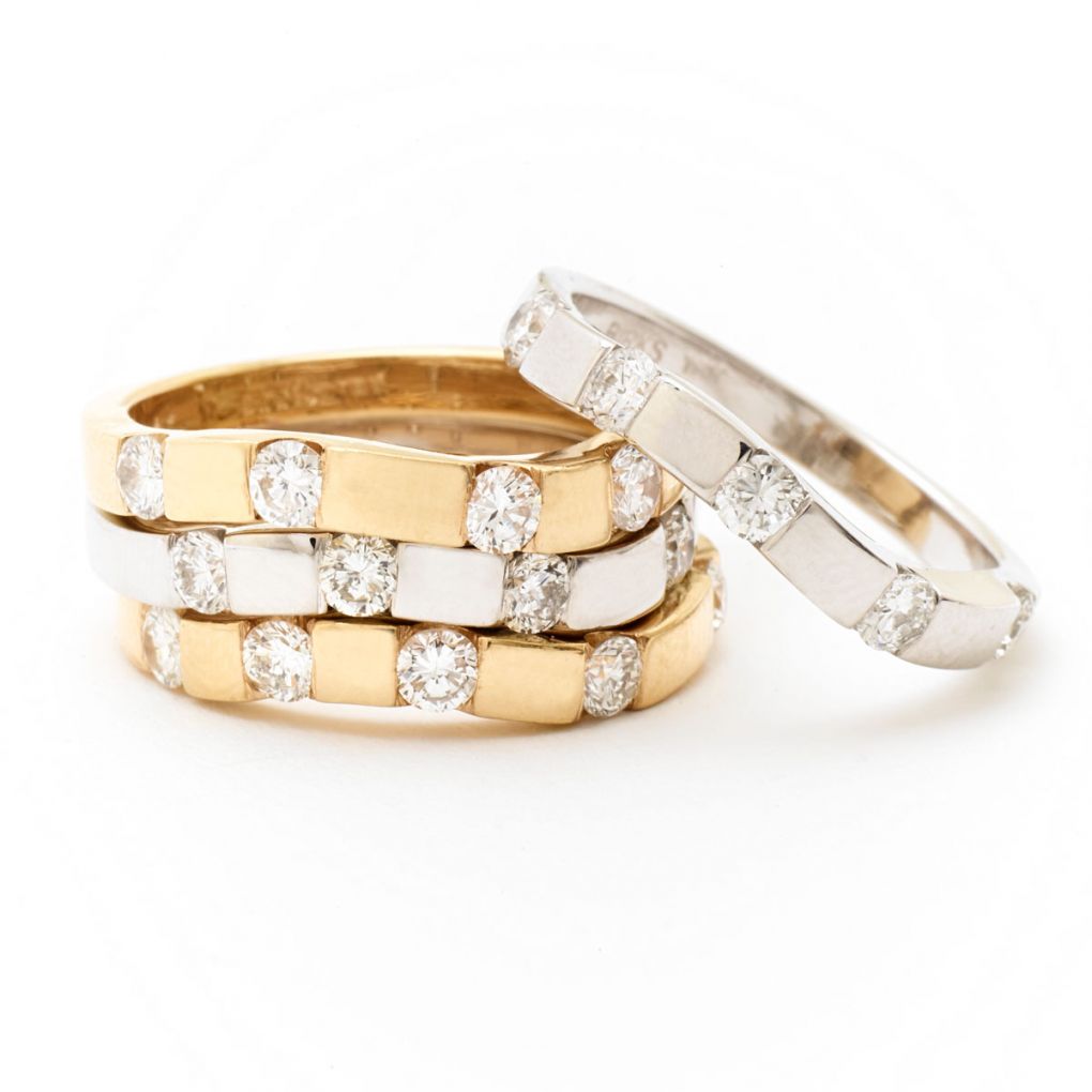 Birks Stackable Diamond, White and Yellow Gold Rings – Van Rijk