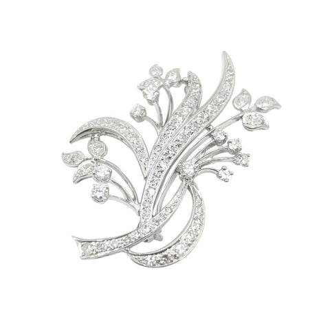 Platinum Diamond Floral Brooch.