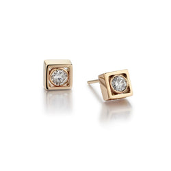 0.50 Carat Total Weight Round Brilliant Cut Diamond Rose Gold Earrings