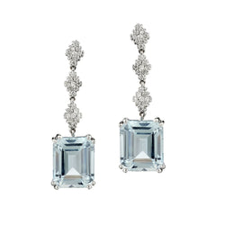 Ladies 18kt White Gold Aquamarine and Diamond Drop / Pendant Earrings.