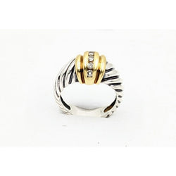 David Yurman Sterling Silver and 18kt Yellow Gold Diamond Ring