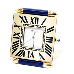 Cartier Quadrant Folding Gold-Plated Travel Alarm Clock