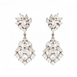 5.00 Total Carat Mixed-Cut Diamond Cluster Drop Earrings