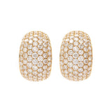 3.30 Total Carat Diamond Pavé Set Yellow Gold Hoop Earrings