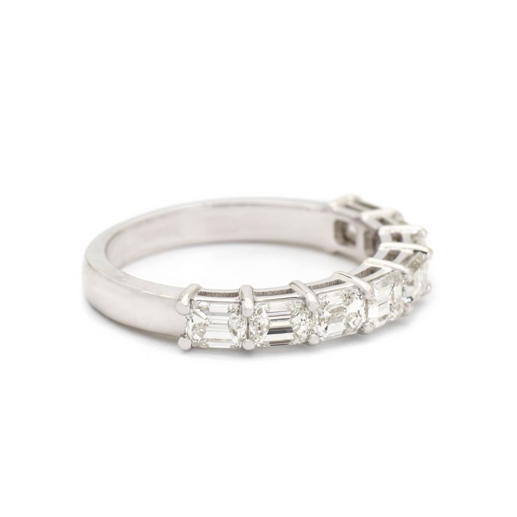 Emerald-Cut Horizontally-Set Diamond White Gold Band – Van Rijk