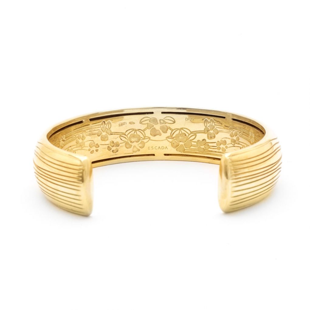 Escada Yellow Gold Enamel & Diamond Floral Cuff Bracelet – Van Rijk