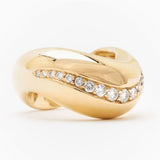 Fred of Paris Yellow Gold and Diamond V-Shaped Ring