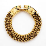 French Yellow Gold & Diamond Panthere Heads Bracelet