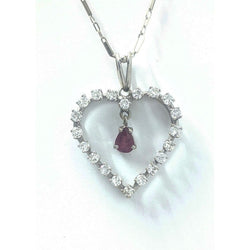 14kt White Gold Open Heart and Ruby