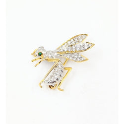 14kt Yellow and White Gold Diamond Wasp Brooch