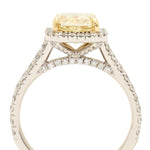 2.19ct Natural Fancy Light Yellow Radiant-Cut Halo Ring