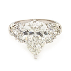 4.50 Carat Pear-Shaped Diamond Ring With Sidestones