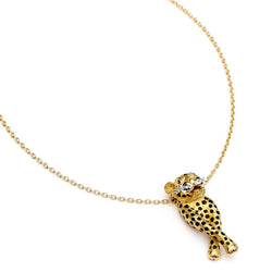 Yellow Gold Ruby, Diamond And Enamel Panther Necklace