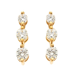 18KT Yellow Gold Three-Stone Diamond Drop Earrings