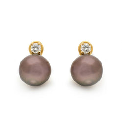 South Sea Cultured Pearl And Diamond Gold Ear Clips