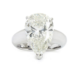 6.35 Carat Pear-Shaped Diamond Platinum Solitaire Ring
