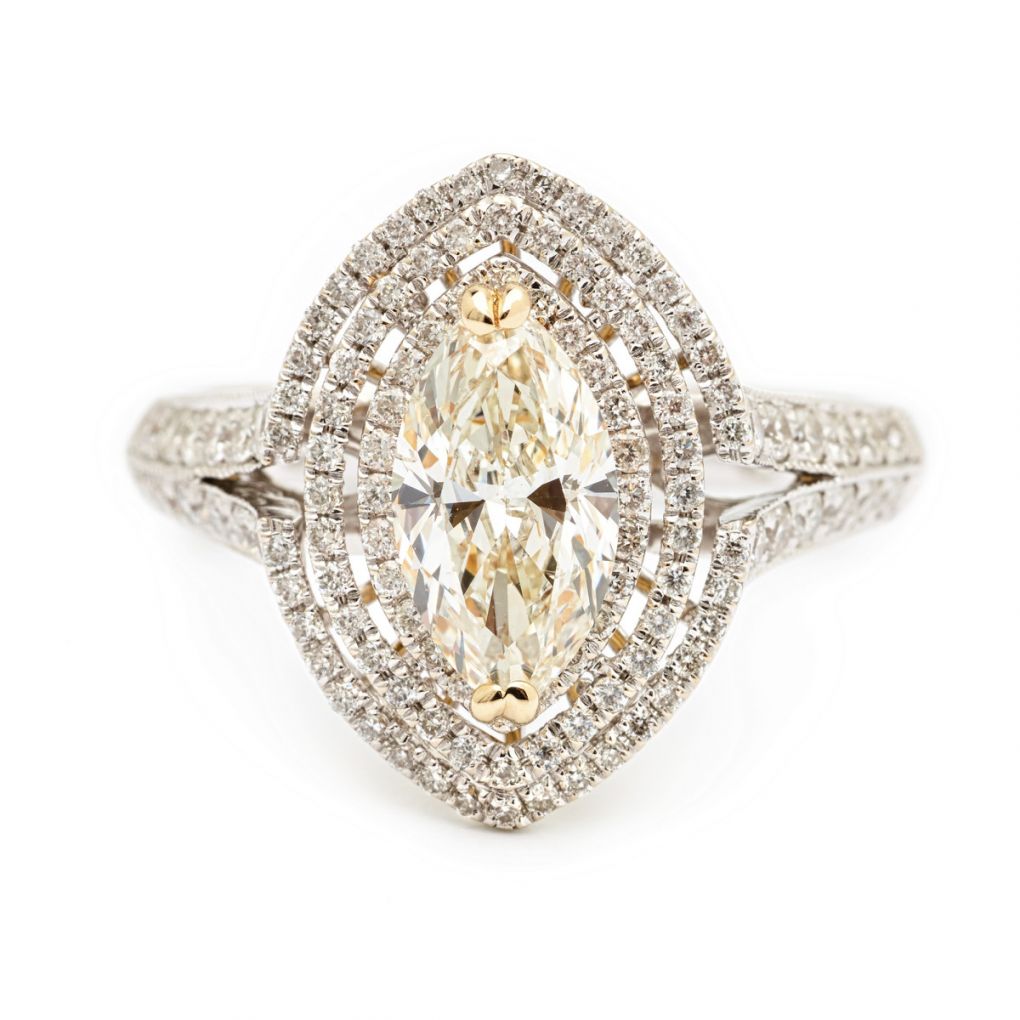 14k Rose Gold (Holds 1 carat (6.9x5.2mm) Emerald-cut Center) 1/15 carat  Diamond Semi-Mount Engagement Ring - Diamonds by Monet