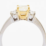 0.85 Carat Light Yellow Radiant Cut Diamond & Gold Ring