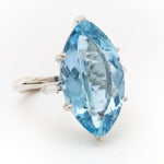 14.21 Carat Marquise Cut Aquamarine & Diamond Ring