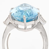 14.21 Carat Marquise Cut Aquamarine & Diamond Ring