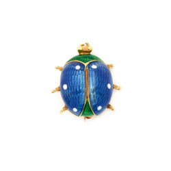 Pale Blue And Green Yellow Gold Ladybug Pin